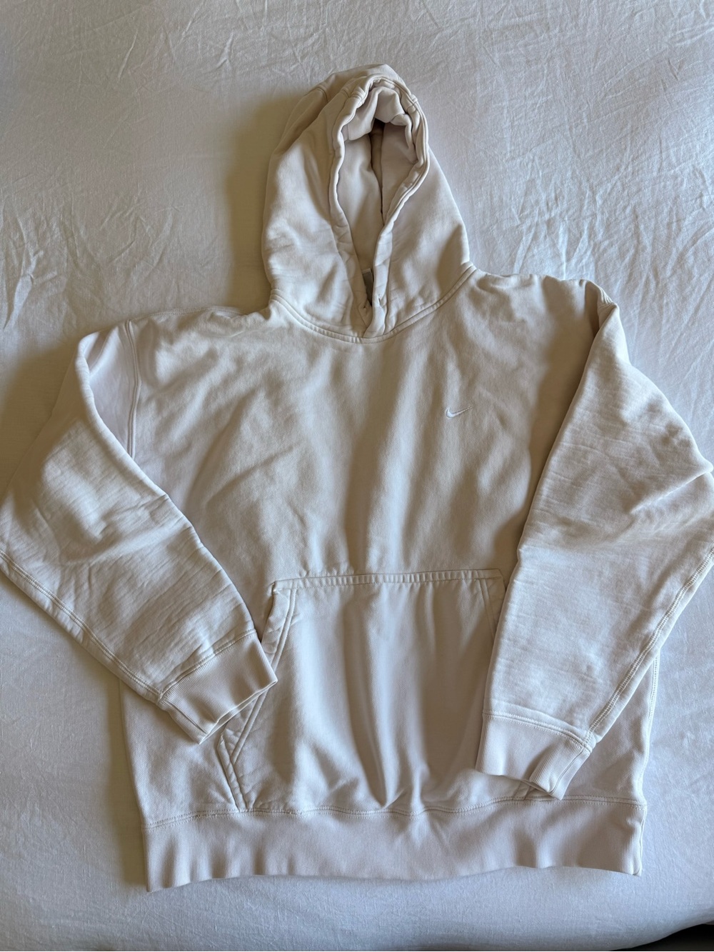 Nike Cream Pullover Hoodie with Black Swoosh Tag